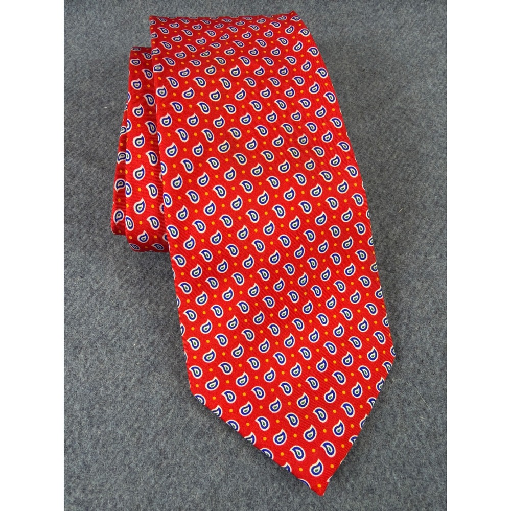 LRL Ralph Lauren Tie Mens Red Micro Paisley 100% Silk Necktie Hand‎ Made